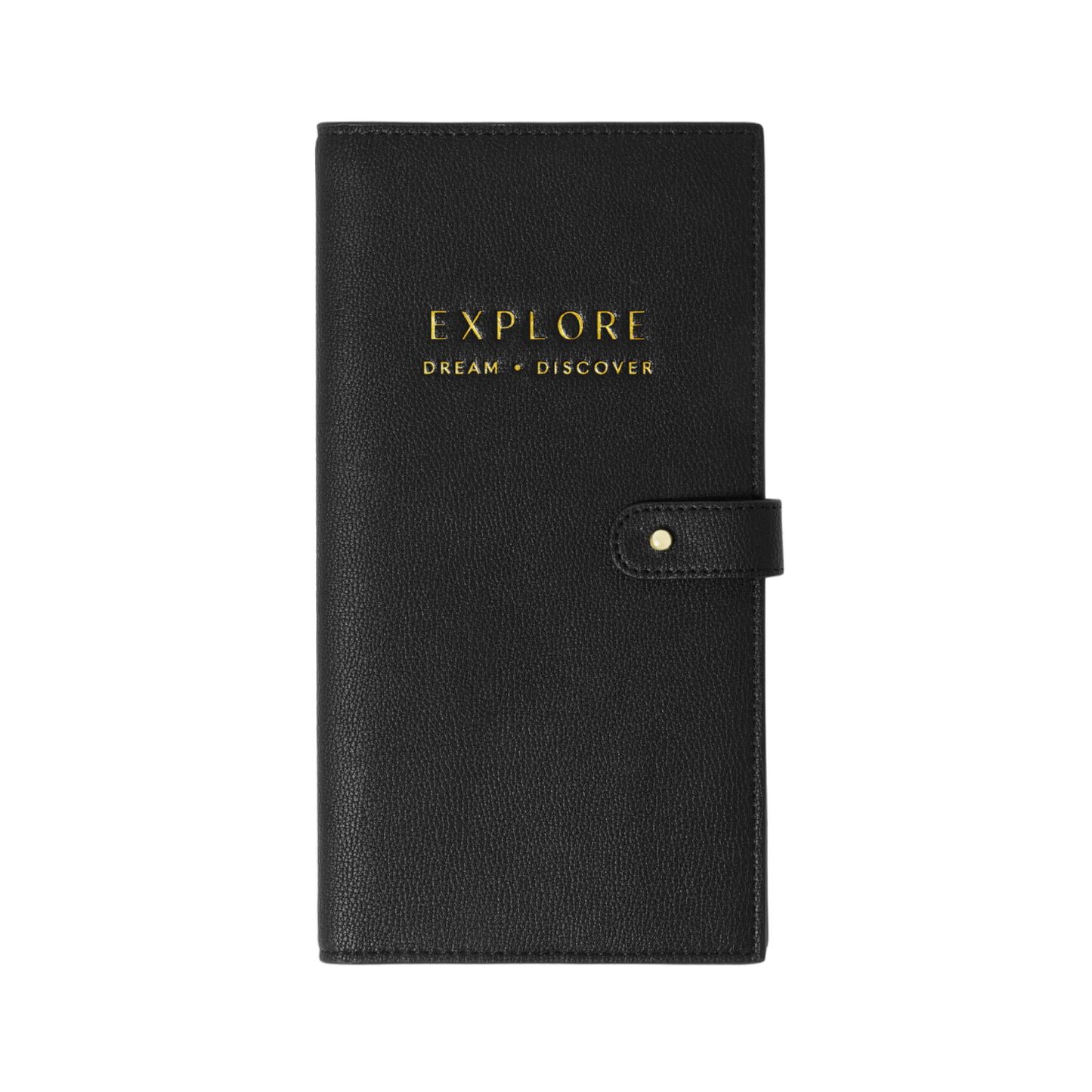 'Explore, Dream, Discover' Sentiment Travel Wallet | Black